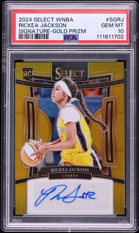 2024 Select WNBA Gold Prizm Rickea Jackson ROOKIE AUTO /10 #SG-RJ PSA 10 GEM MINT