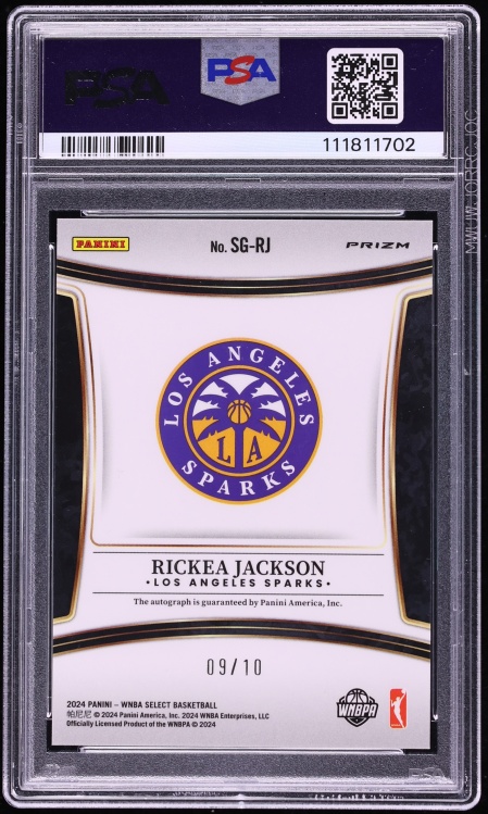 2024 Select WNBA Gold Prizm Rickea Jackson ROOKIE AUTO /10 #SG-RJ PSA 10 GEM MINT
