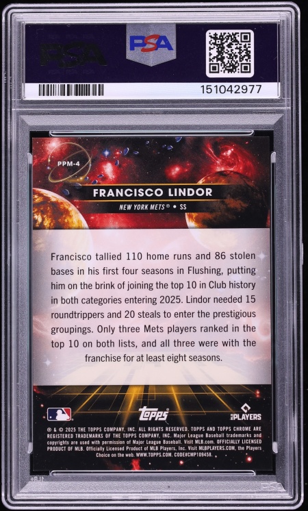 2025 Topps Chrome Cosmic Planetary Pursuit Mercury Francisco Lindor #4 PSA 10 GEM MINT