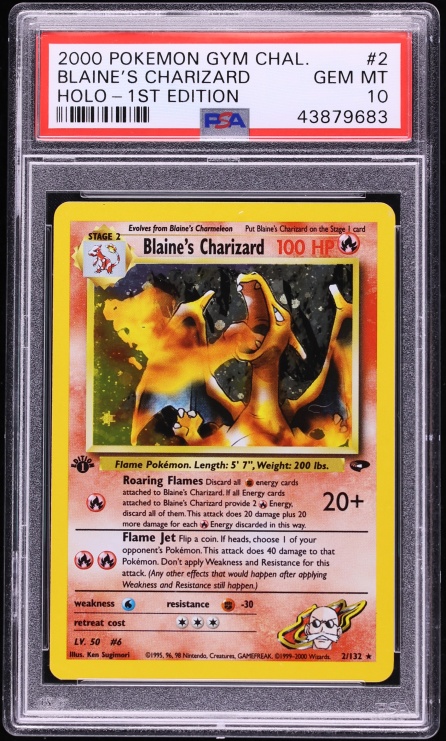 2000 Pokemon Gym Challenge 1st Edition Holo Blaine's Charizard #2 PSA 10 GEM MINT