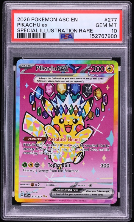 2026 Pokemon Mega Evolution Ascended Heroes SIR Pikachu ex #277 PSA 10 GEM MINT