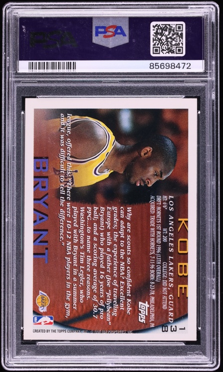 1996 Topps NBA 50th Kobe Bryant ROOKIE #138 PSA 10 GEM MINT