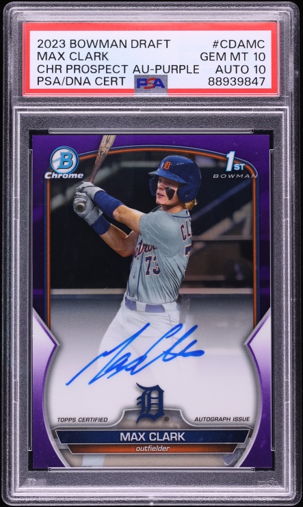 2023 Bowman Chrome Draft Purple Max Clark PROSPECT AUTO /250 #CDAMC PSA 10 GEM MINT