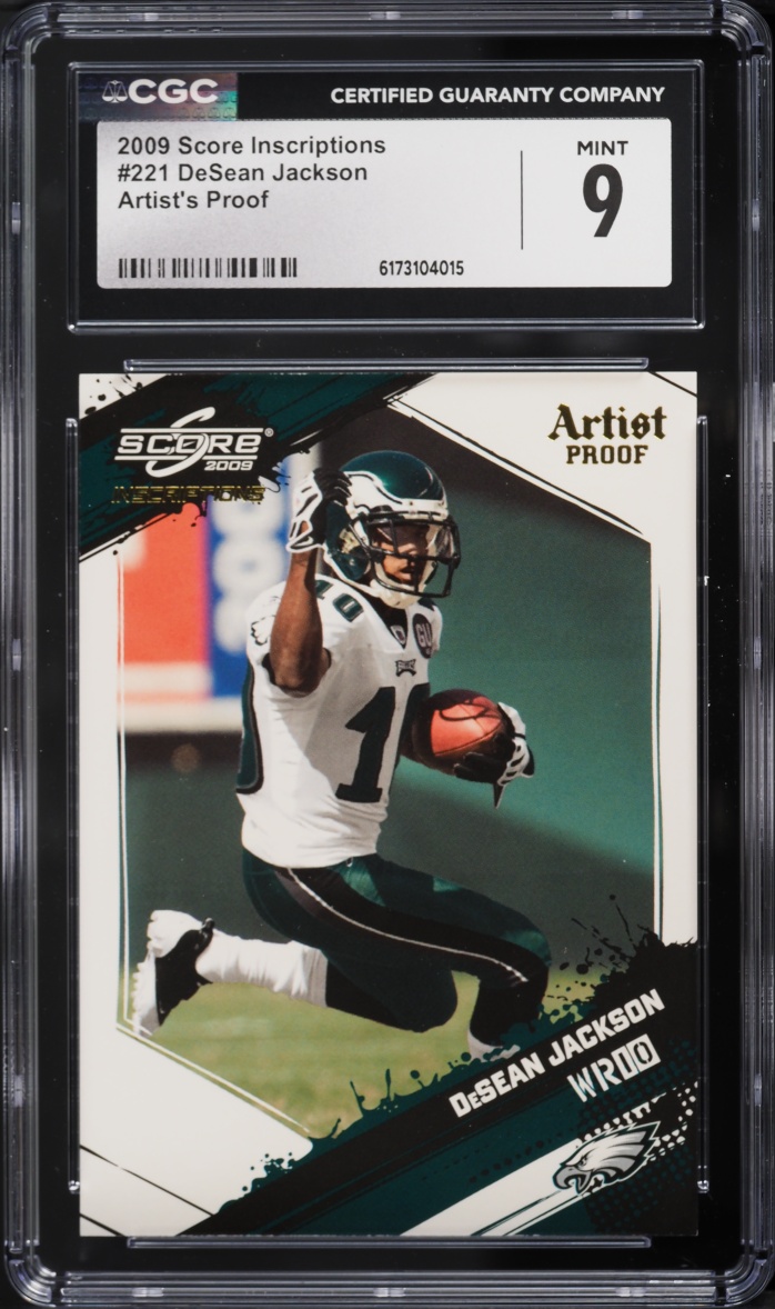 2009 Score Inscriptions Artist's Proof DeSean Jackson /32 #221 CGC 9 MINT