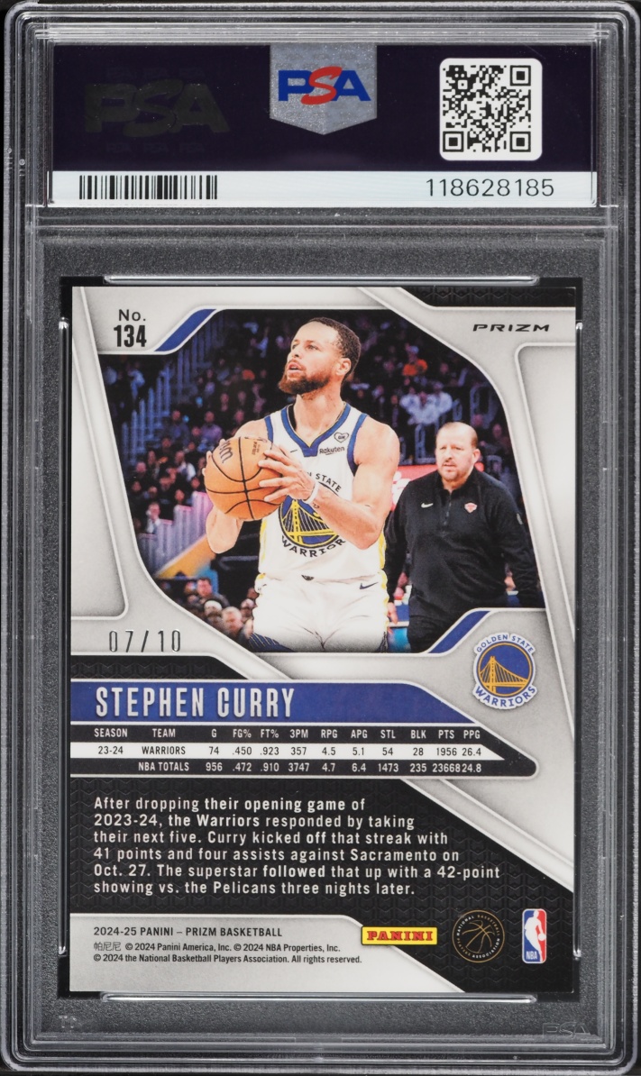 2024 Panini Prizm Gold Wave Stephen Curry /10 #134 PSA 9 MINT