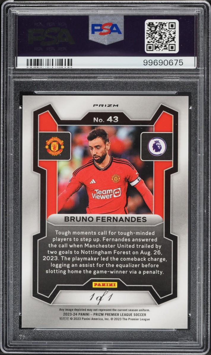 2023 Panini Prizm Premier League Black Breakaway Bruno Fernandes #43 PSA 10 GEM MINT