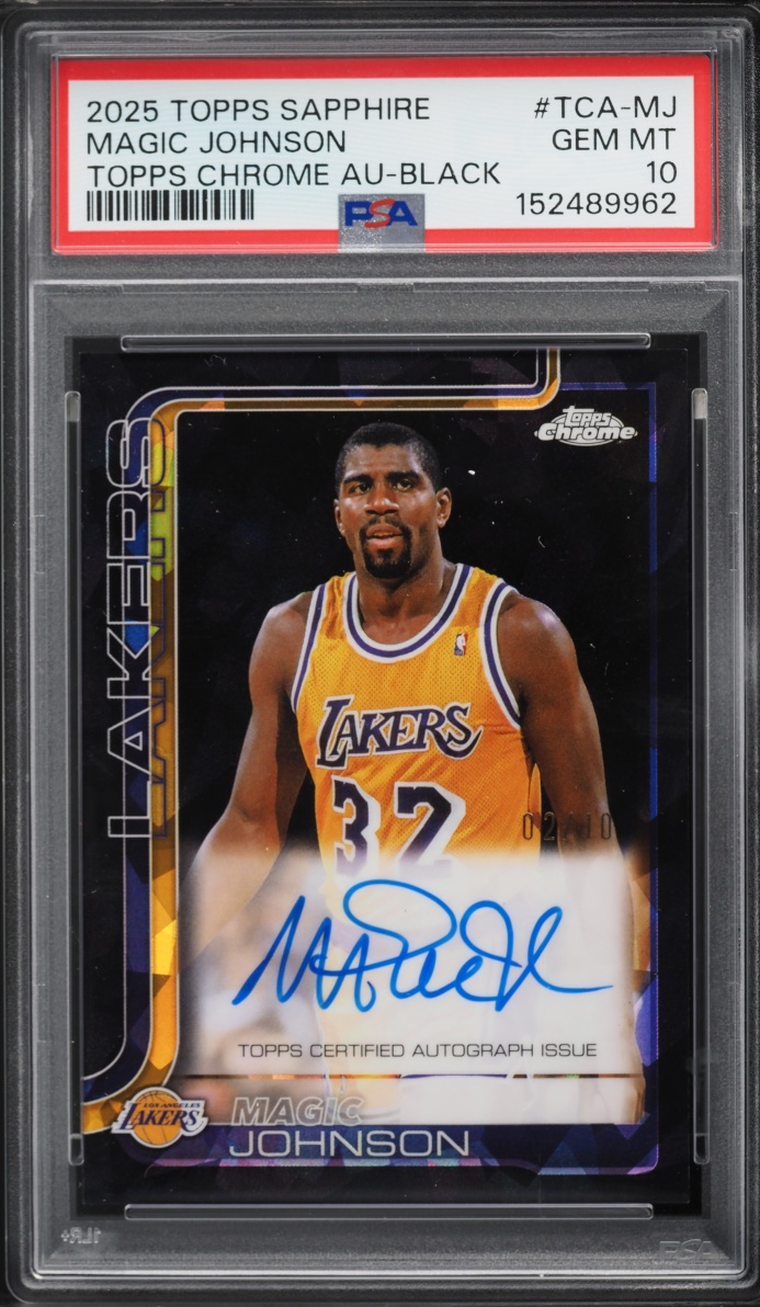 2025 Topps Chrome Sapphire Edition Black Magic Johnson AUTO /10 #TCA-MJ PSA 10 GEM MINT