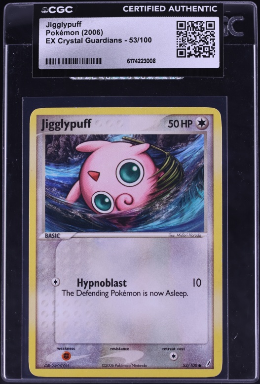 2006 Pokemon EX Crystal Guardians Jigglypuff #53 CGC AUTH