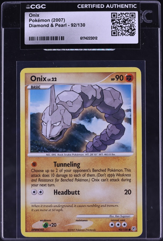 2007 Pokemon Diamond & Pearl Onix #92 CGC AUTH