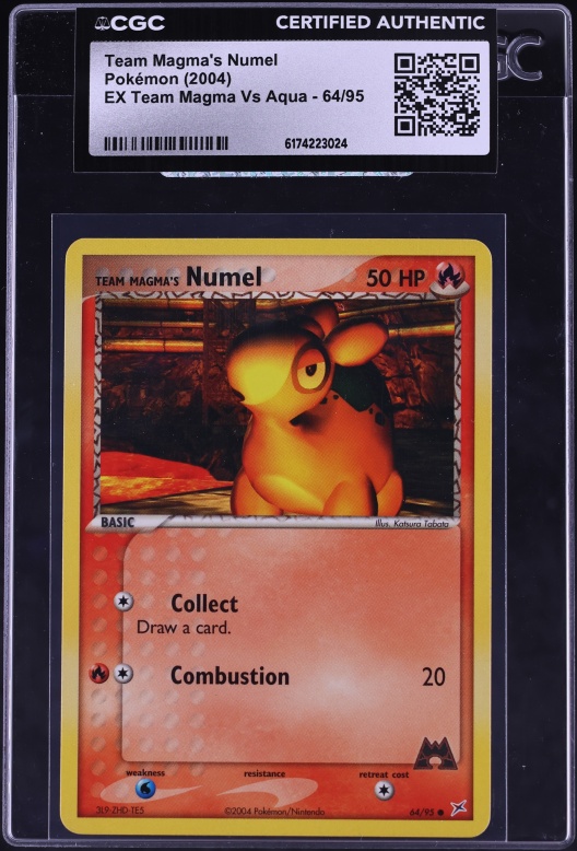 2004 Pokemon EX Team Magma VS Aqua Team Magma's Numel #64 CGC AUTH