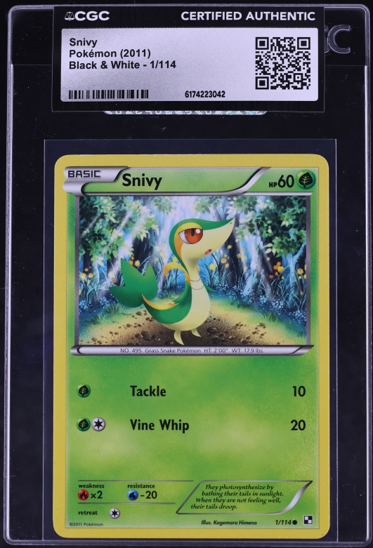 2011 Pokemon Black & White Snivy #1 CGC AUTH