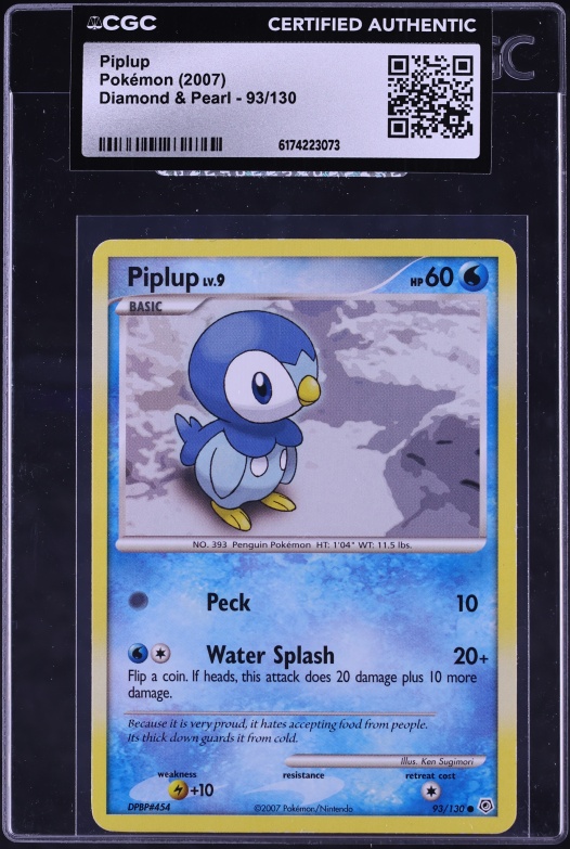 2007 Pokemon Diamond & Pearl Piplup #93 CGC AUTH