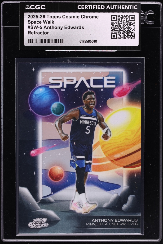 2025 Topps Chrome Cosmic Space Walk Refractor Anthony Edwards #SW-5 CGC AUTH