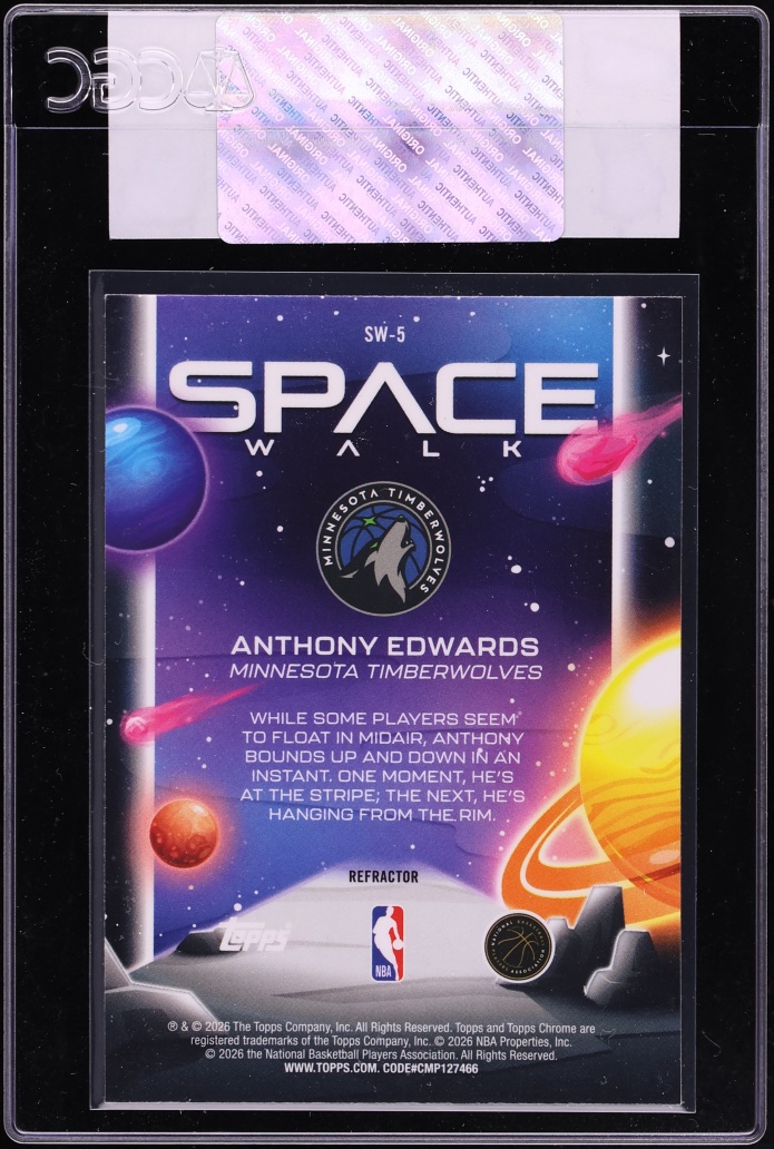2025 Topps Chrome Cosmic Space Walk Refractor Anthony Edwards #SW-5 CGC AUTH