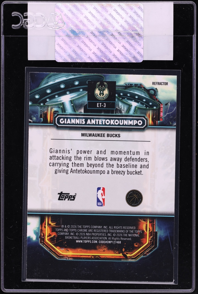 2025 Topps Chrome Cosmic Extraterrestrial Talent Refractor Giannis Antetokounmpo #ET-3 CGC AUTH
