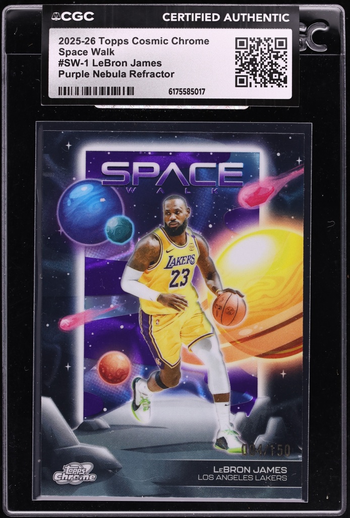 2025 Topps Chrome Cosmic Space Walk Purple Nebula Refractor LeBron James /150 #SW-1 CGC AUTH