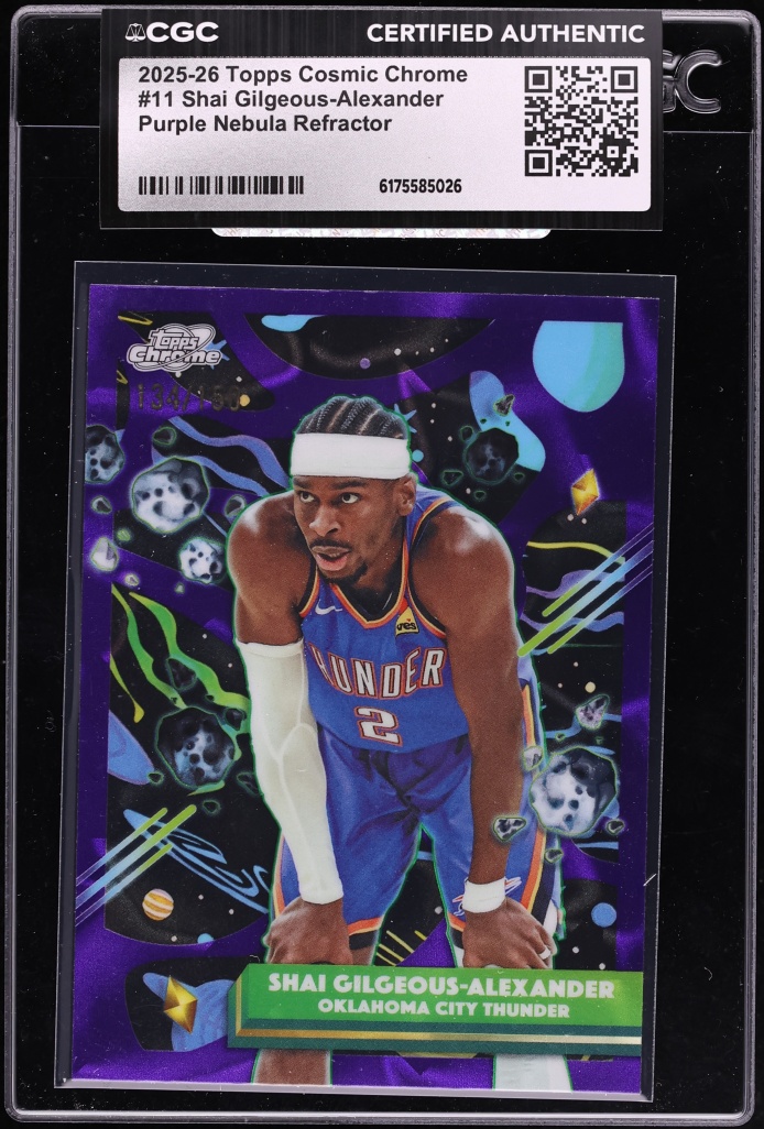 2025 Topps Chrome Cosmic Purple Nebula Refractor Shai Gilgeous-Alexander /150 #11 CGC AUTH