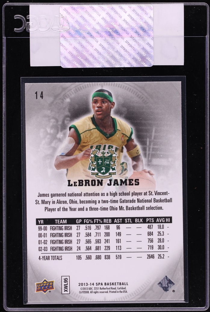 2013 SP Authentic LeBron James #14 CGC AUTH