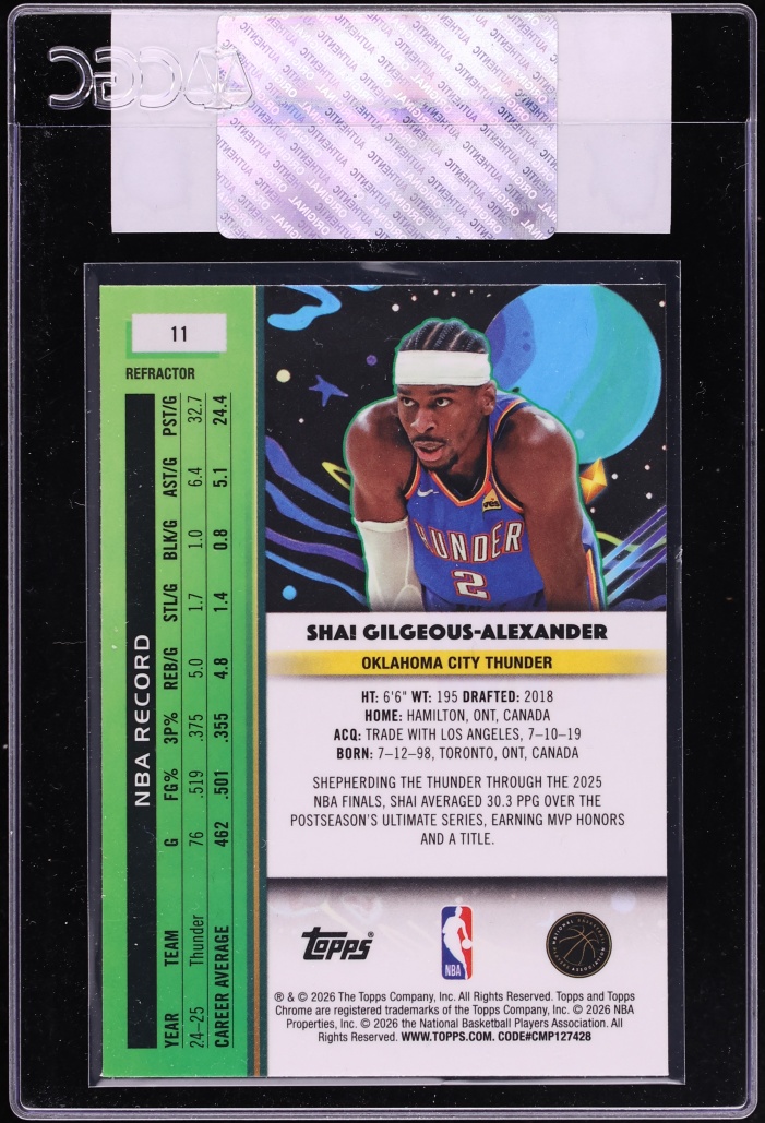 2025 Topps Chrome Cosmic Refractor Shai Gilgeous-Alexander #11 CGC AUTH