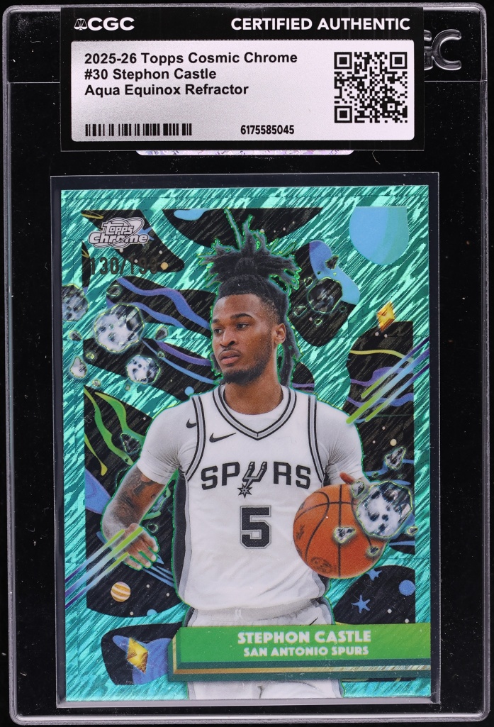 2025 Topps Chrome Cosmic Aqua Equinox Refractor Stephon Castle /199 #30 CGC AUTH