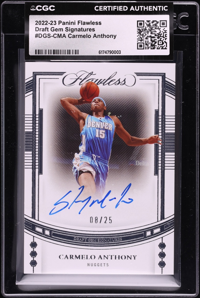 2022 Panini Flawless Draft Gem Signatures Carmelo Anthony AUTO /25 #DGS-CMA CGC AUTH