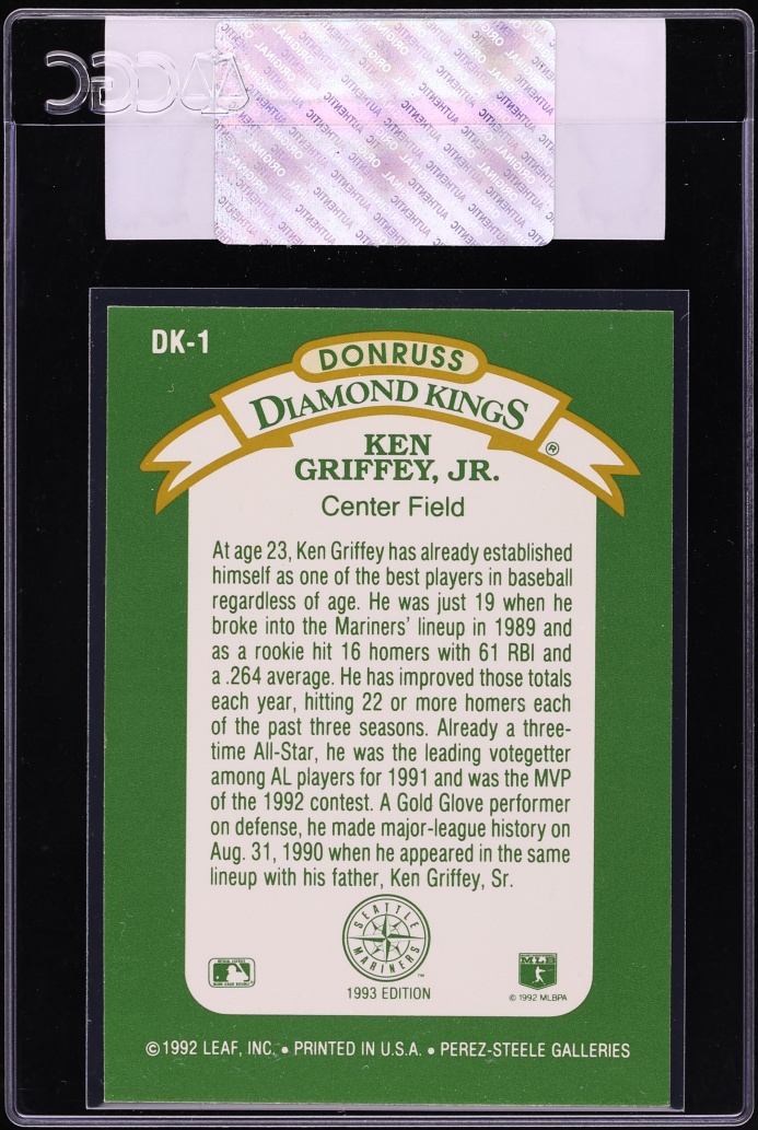 1993 Donruss Diamond Kings Ken Griffey Jr. #DK-1 CGC AUTH