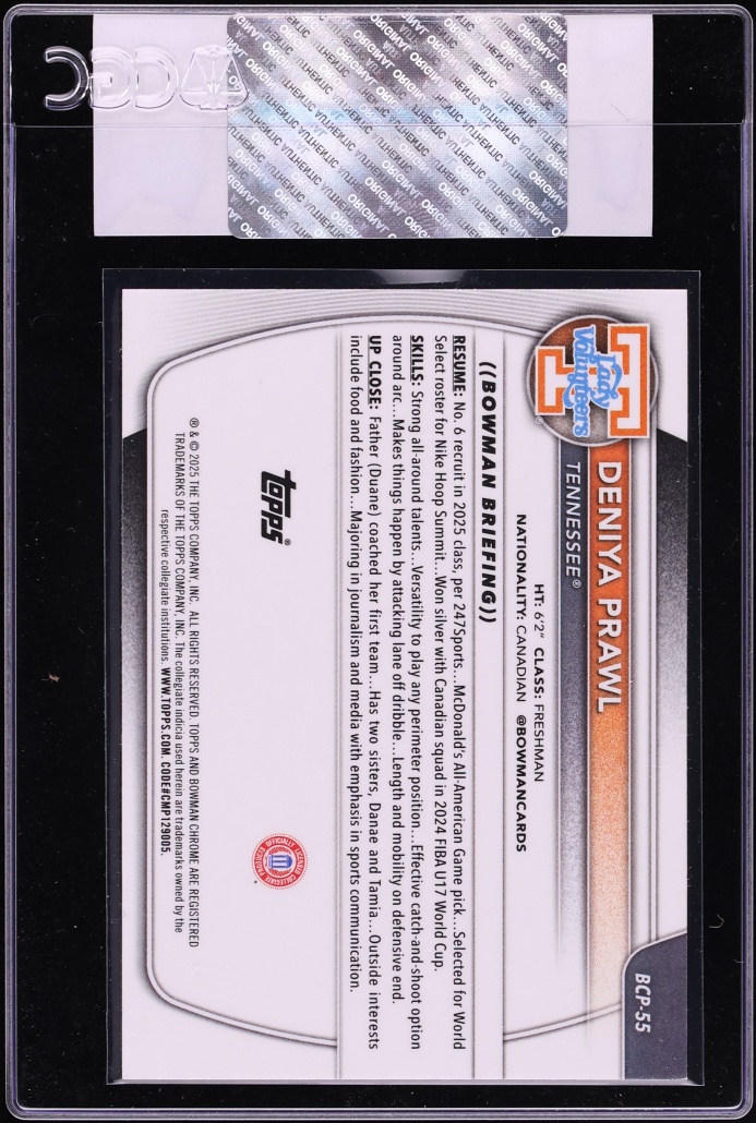 2025 Bowman Chrome Reptilian Refractor Deniya Prawl PROSPECT #BCP-55 CGC AUTH