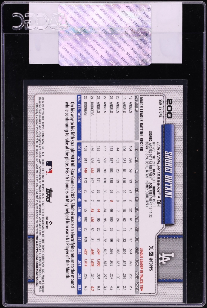 2026 Topps Shohei Ohtani #200 CGC AUTH