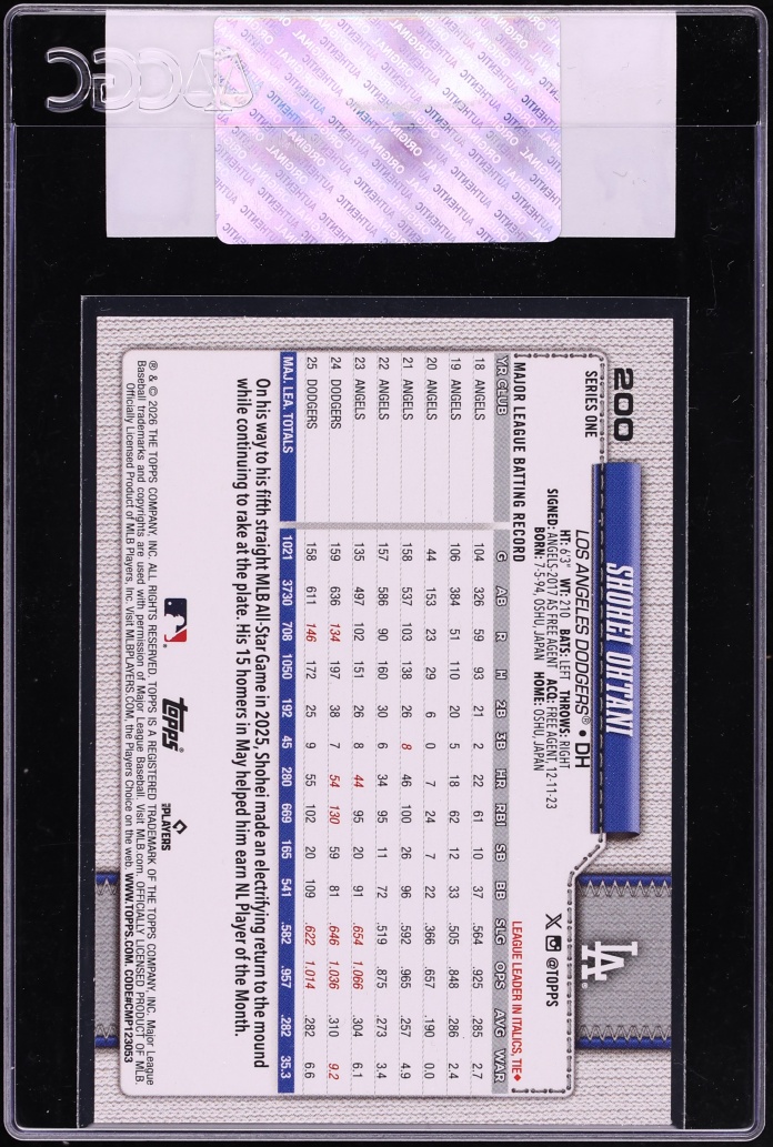 2026 Topps Shohei Ohtani #200 CGC AUTH