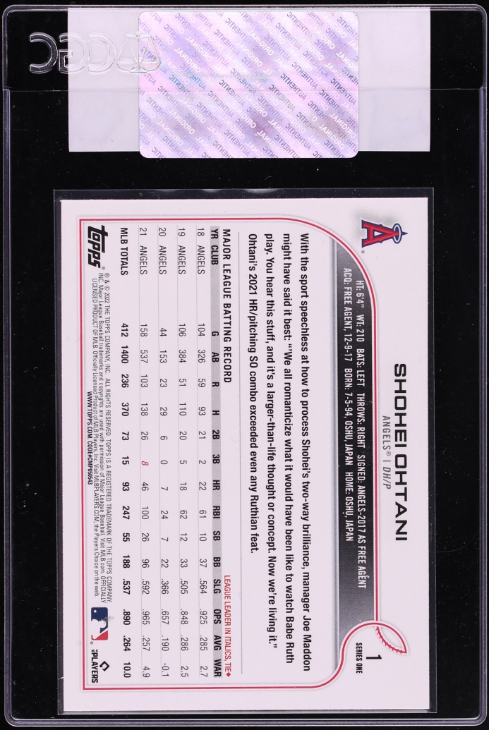 2022 Topps Shohei Ohtani #1 CGC AUTH
