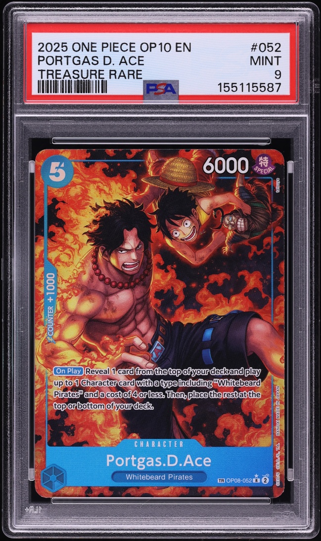 2025 One Piece Royal Blood TR Alt Art Portgas D. Ace #OP08-052 PSA 9 MINT