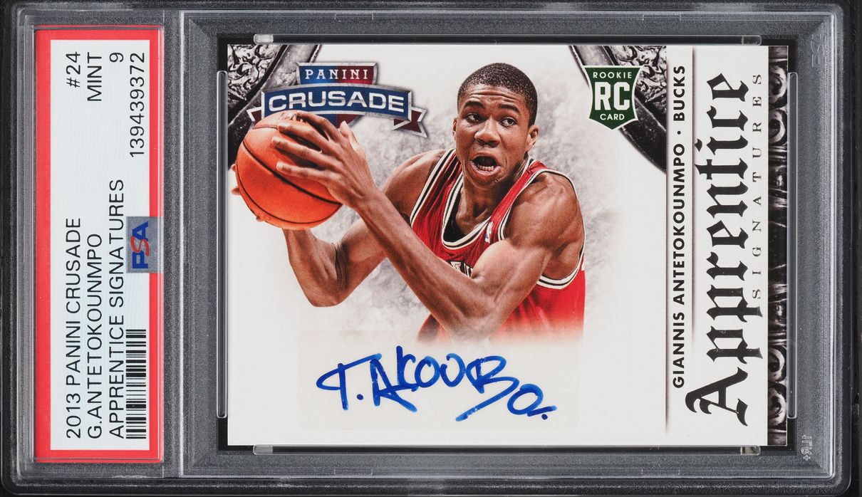 2013 Panini Crusade Apprentice Giannis Antetokounmpo ROOKIE AUTO #24 PSA 9 MINT