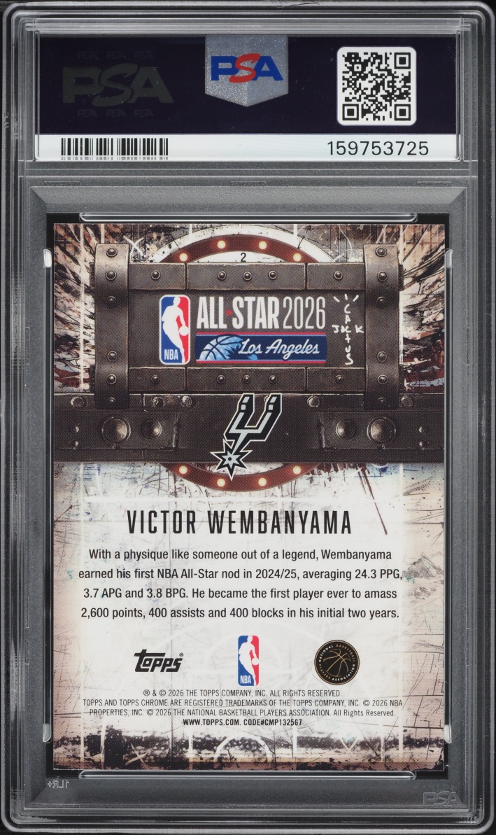 2025 Topps Chrome Cactus Jack X ASG Victor Wembanyama #2 PSA 8 NM-MT