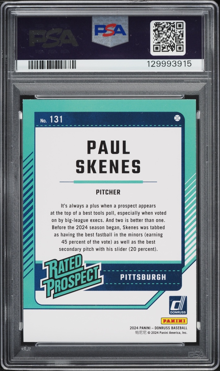 2024 Donruss Paul Skenes ROOKIE #131 PSA 9 MINT