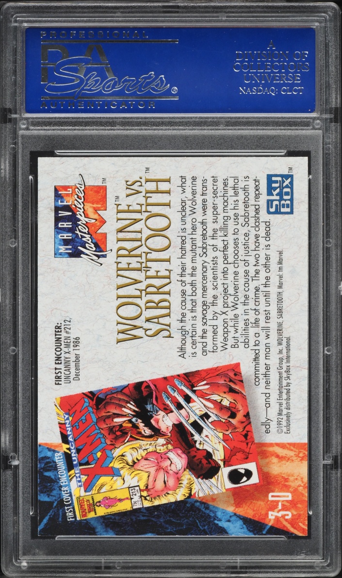 1992 Skybox Marvel Masterpieces Battle Spectra Sabretooth Vs Wolverine #3D PSA 9 MINT