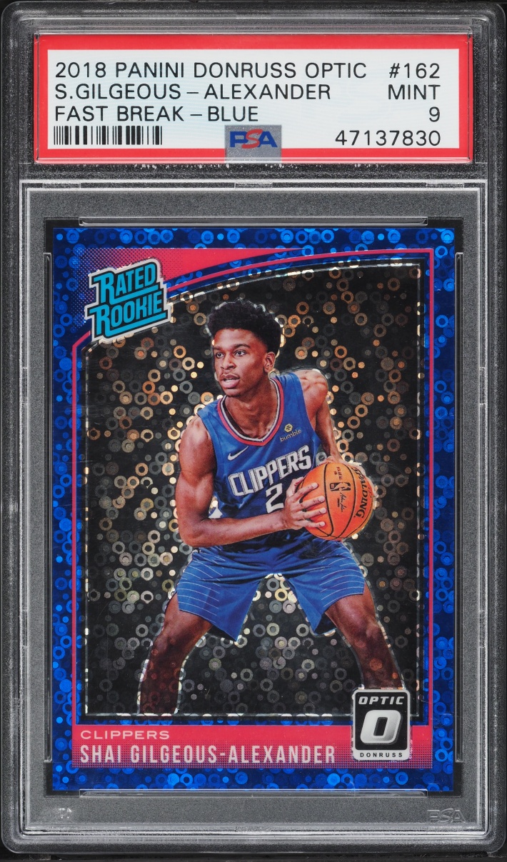 2018 Donruss Optic Fast Break Blue Shai Gilgeous-Alexander ROOKIE /50 PSA 9 MINT
