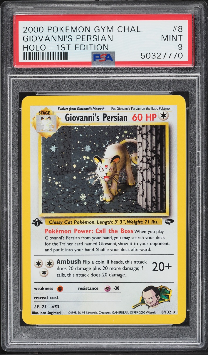 2000 Pokemon Gym Challenge 1st Edition Holo Giovanni's Persian #8 PSA 9 MINT
