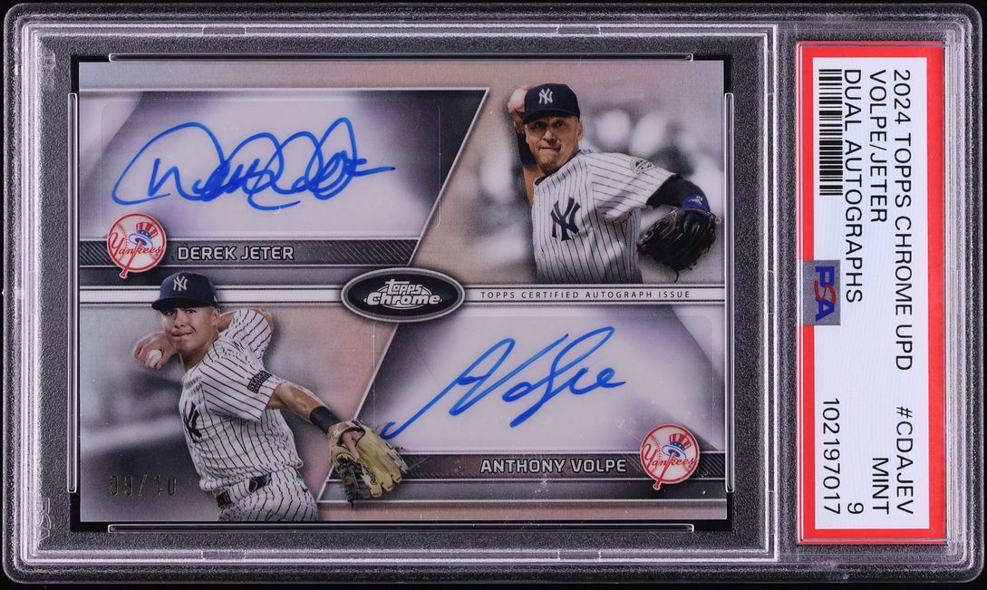 2024 Topps Chrome Update Dual Anthony Volpe Derek Jeter AUTO /10 #CDA-JEV PSA 9 MINT