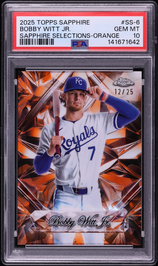 2025 Topps Chrome Sapphire Selections Orange Bobby Witt Jr. /25 #SS-6 PSA 10 GEM MINT