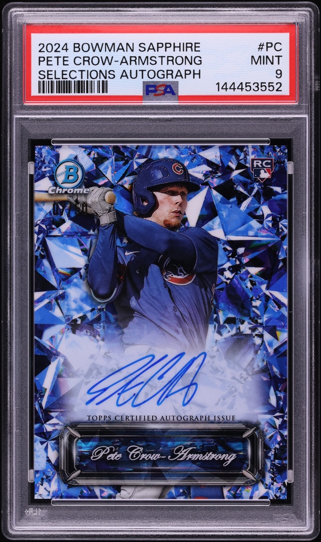 2024 Bowman Sapphire Selections Pete Crow-Armstrong ROOKIE AUTO /50 #SSA-PC PSA 9 MINT