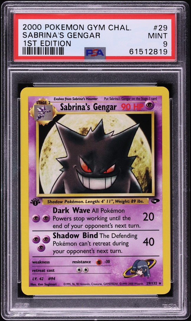 2000 Pokemon Gym Challenge 1st Edition Sabrina's Gengar #29 PSA 9 MINT