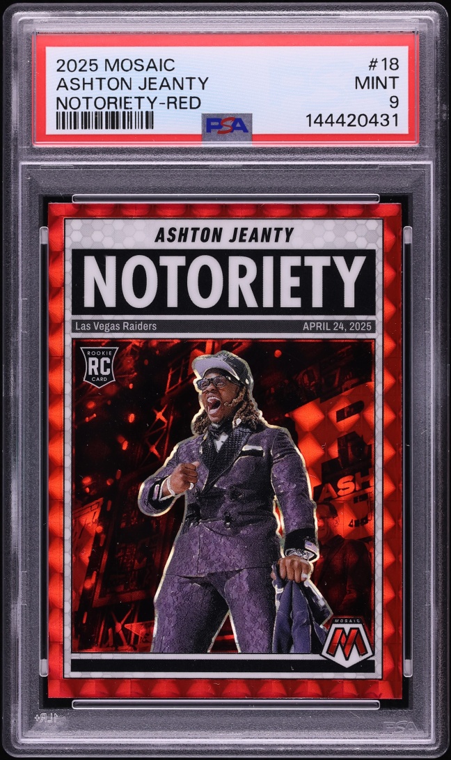 2025 Panini Mosaic Football Red Ashton Jeanty #18 PSA 9