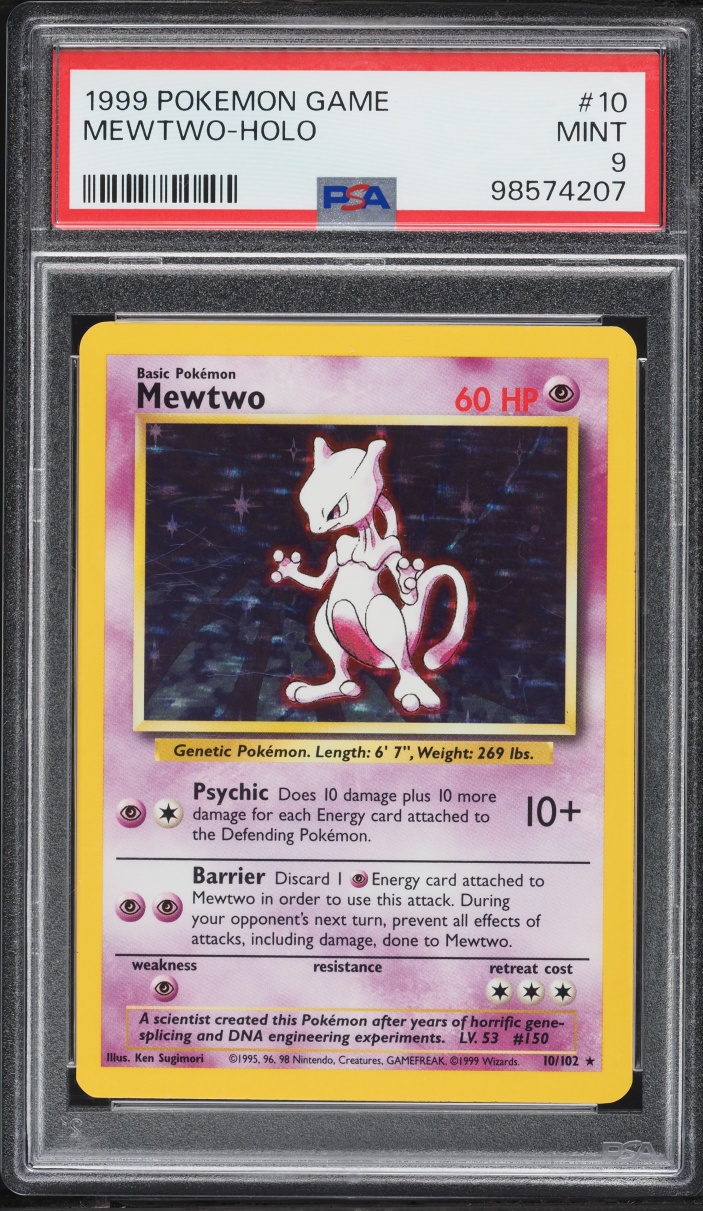1999 Pokemon Base Set Holo Mewtwo #10 PSA 9 MINT