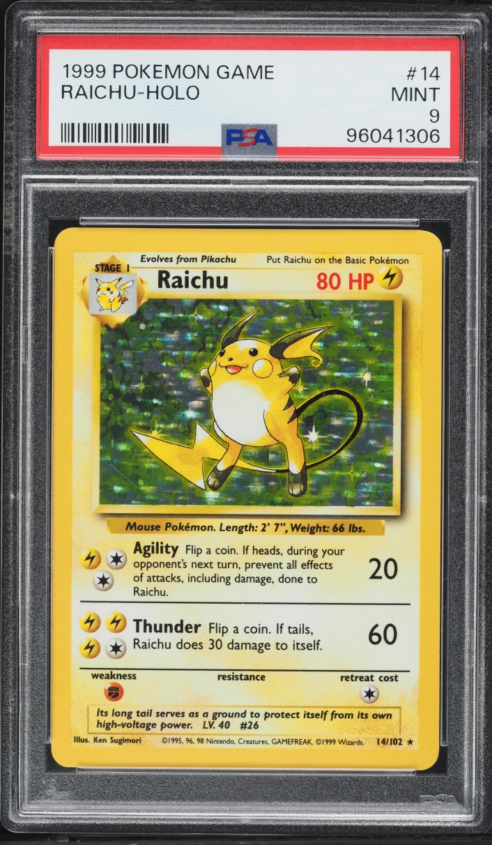 1999 Pokemon Base Set Holo Raichu #14 PSA 9 MINT