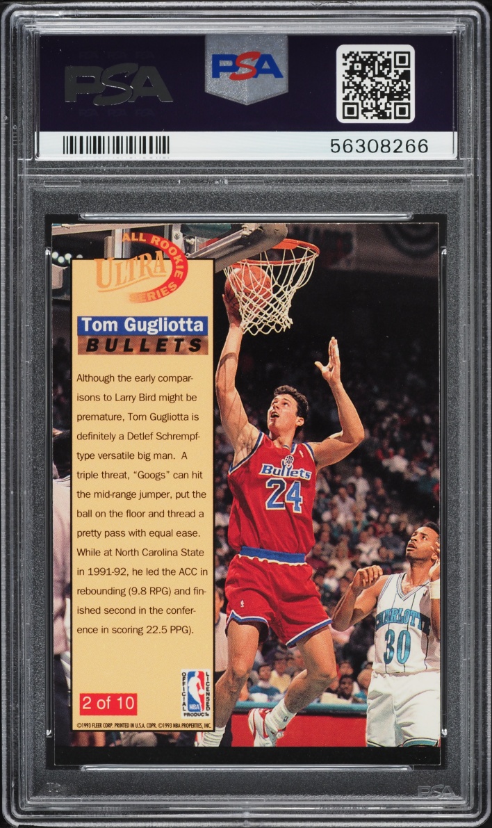 1992 Ultra All Rookies Tom Gugliotta ROOKIE #2 PSA 8 NM-MT