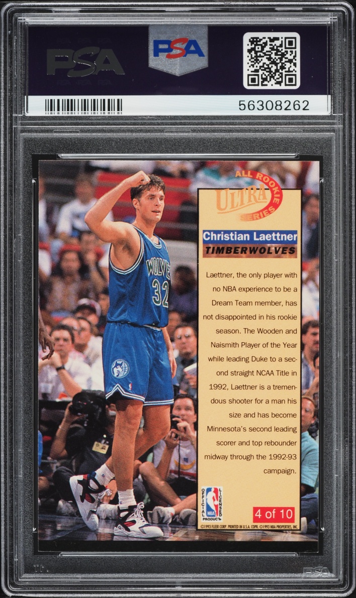 1992 Ultra All Rookies Christian Laettner ROOKIE #4 PSA 4 VGEX