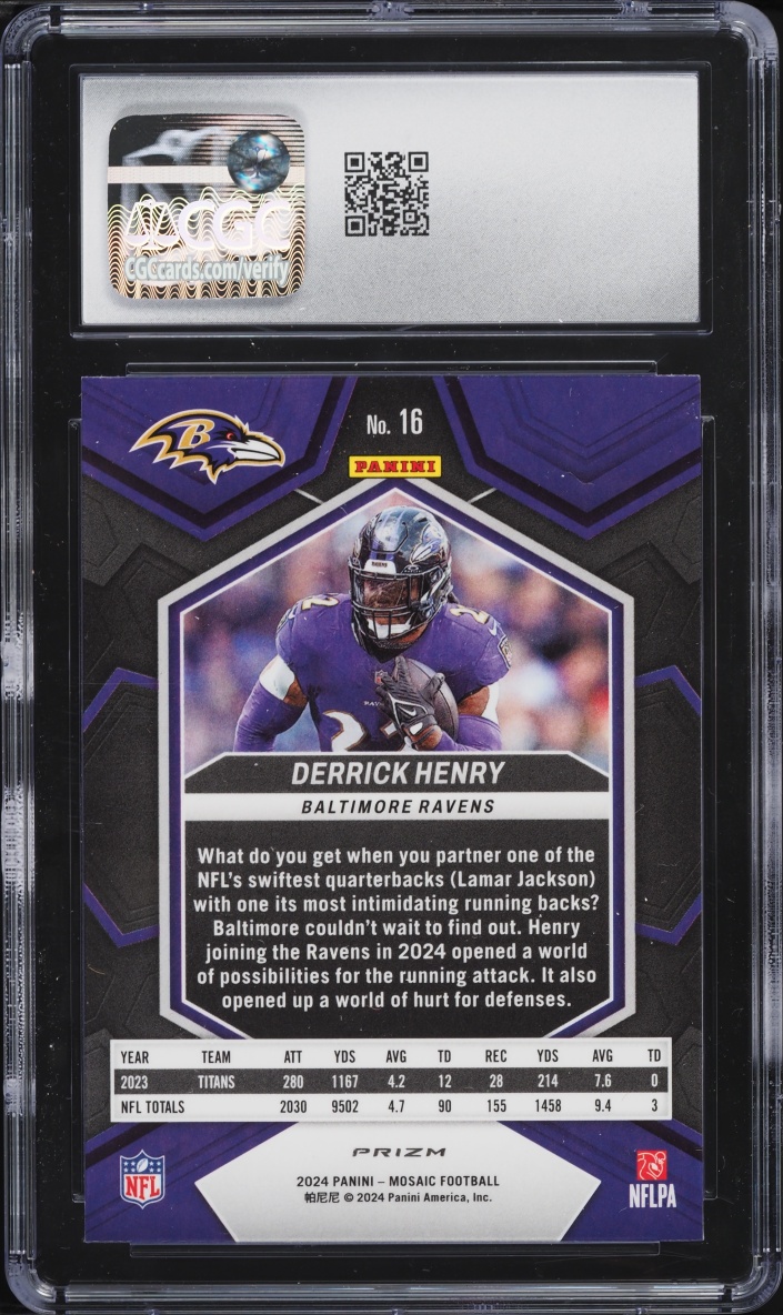 2024 Panini Mosaic Green Derrick Henry #16 CGC 9 MINT