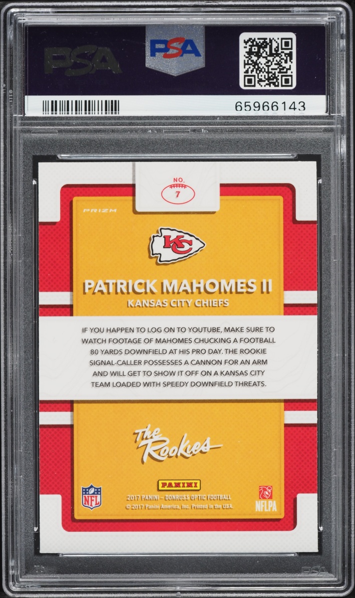 2017 Donruss Optic The Rookies Patrick Mahomes II ROOKIE #7 PSA 9 MINT