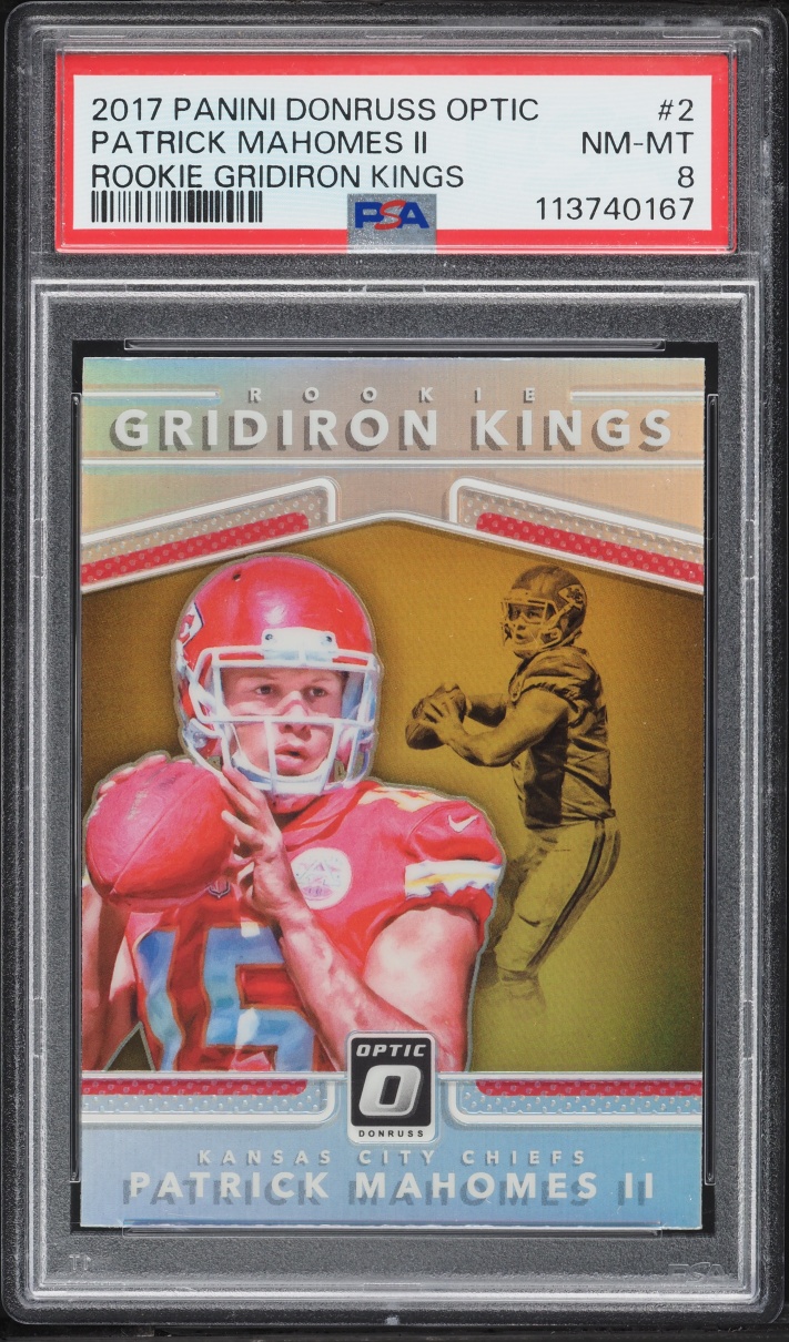 2017 Donruss Optic Gridiron Kings Patrick Mahomes II ROOKIE #2 PSA 8 NM-MT