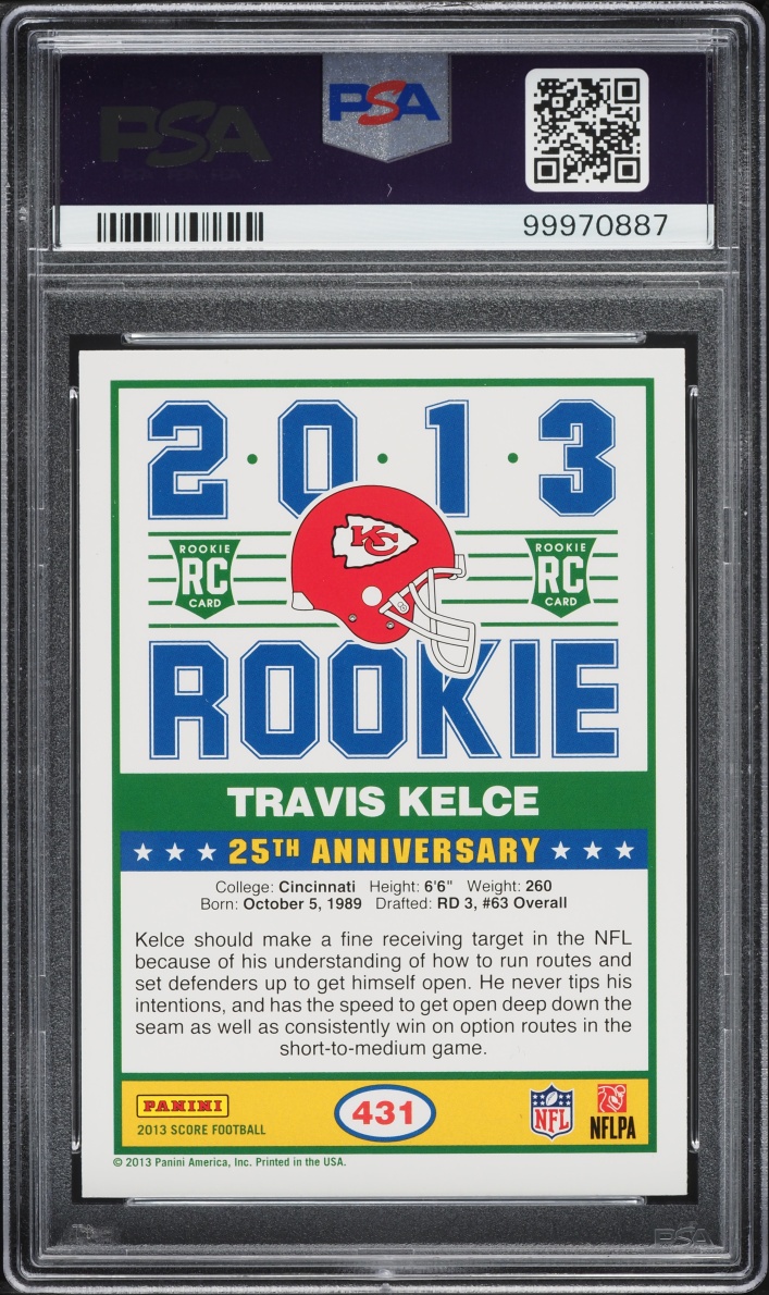 2013 Score Football Travis Kelce ROOKIE #431 PSA 10 GEM MINT
